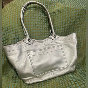 Metallic gray purse